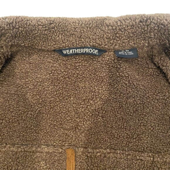 Weatherproof XL Faux Suede Sherpa Bomber Jacket w/ Phone Pouch - Picture 4 of 9